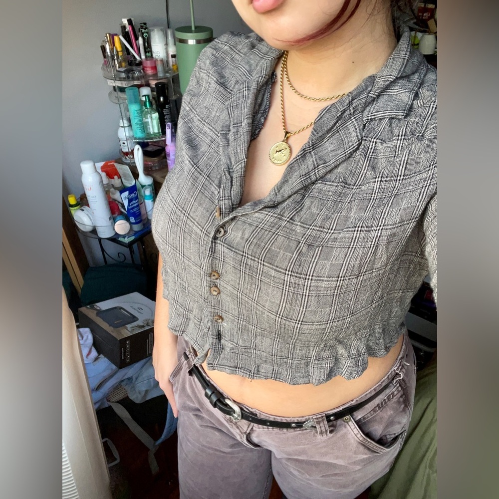 Plaid Short Sleeve Button Up